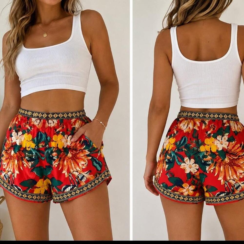 Free market red floral print